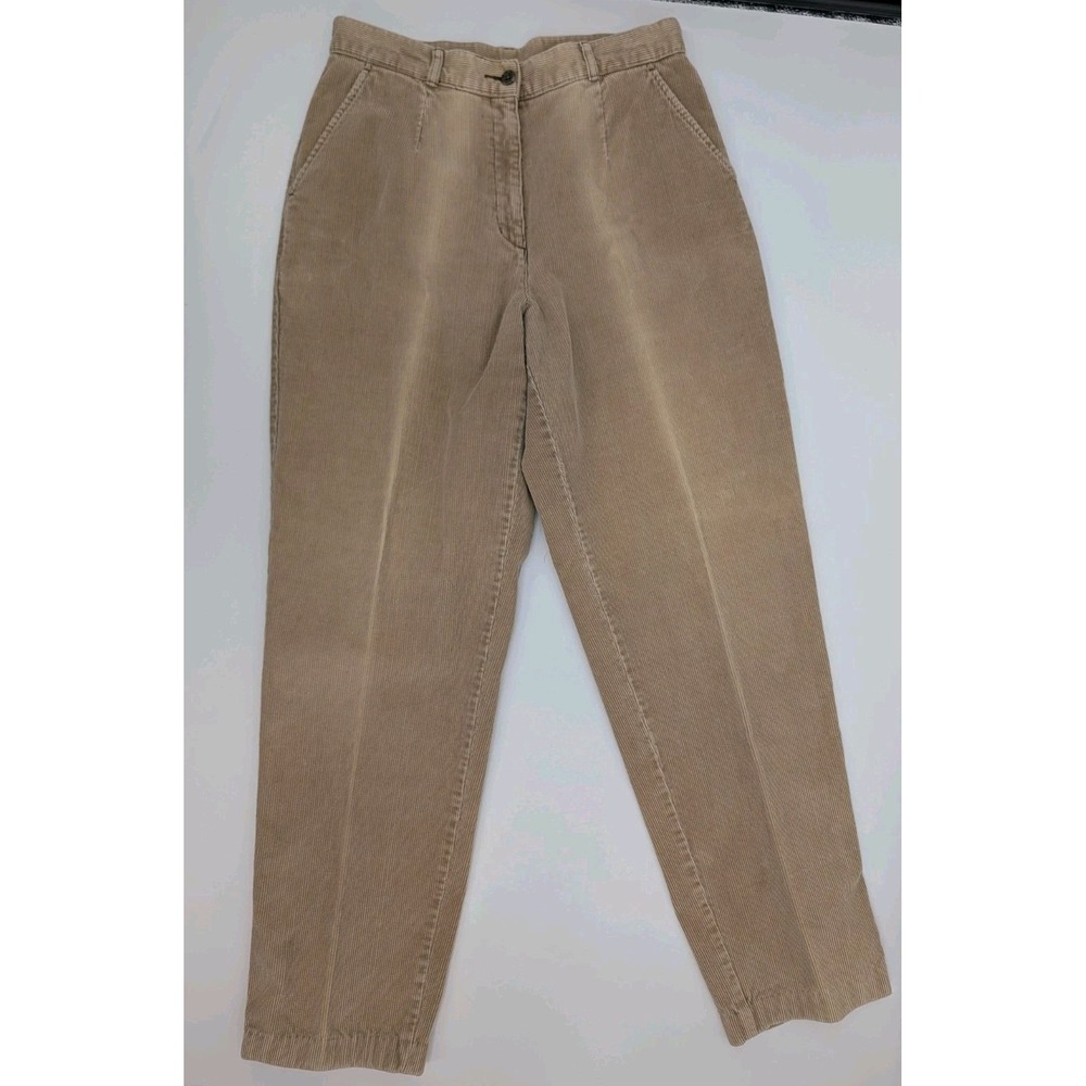 L.L. Bean Womens Tan Corduroy High Rise  Pants Size 8 Tall Cottagecore Fall